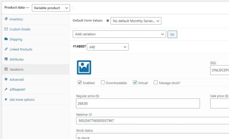 WooCommerce Custom Field in Product Varaition