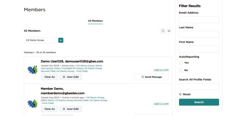 Members Directory Group Selection
