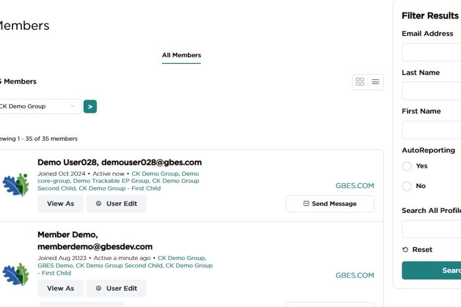 Members Directory Group Selection