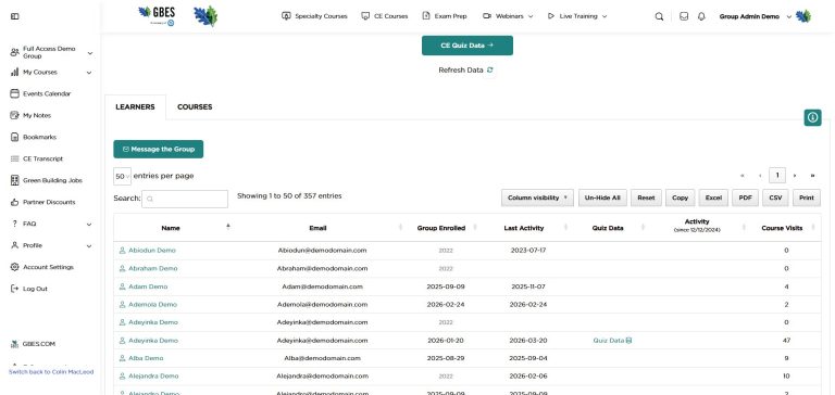 Demo Full Access Group Page Learners