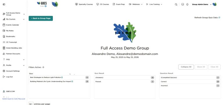 Demo Full Access Group Single User Data Page