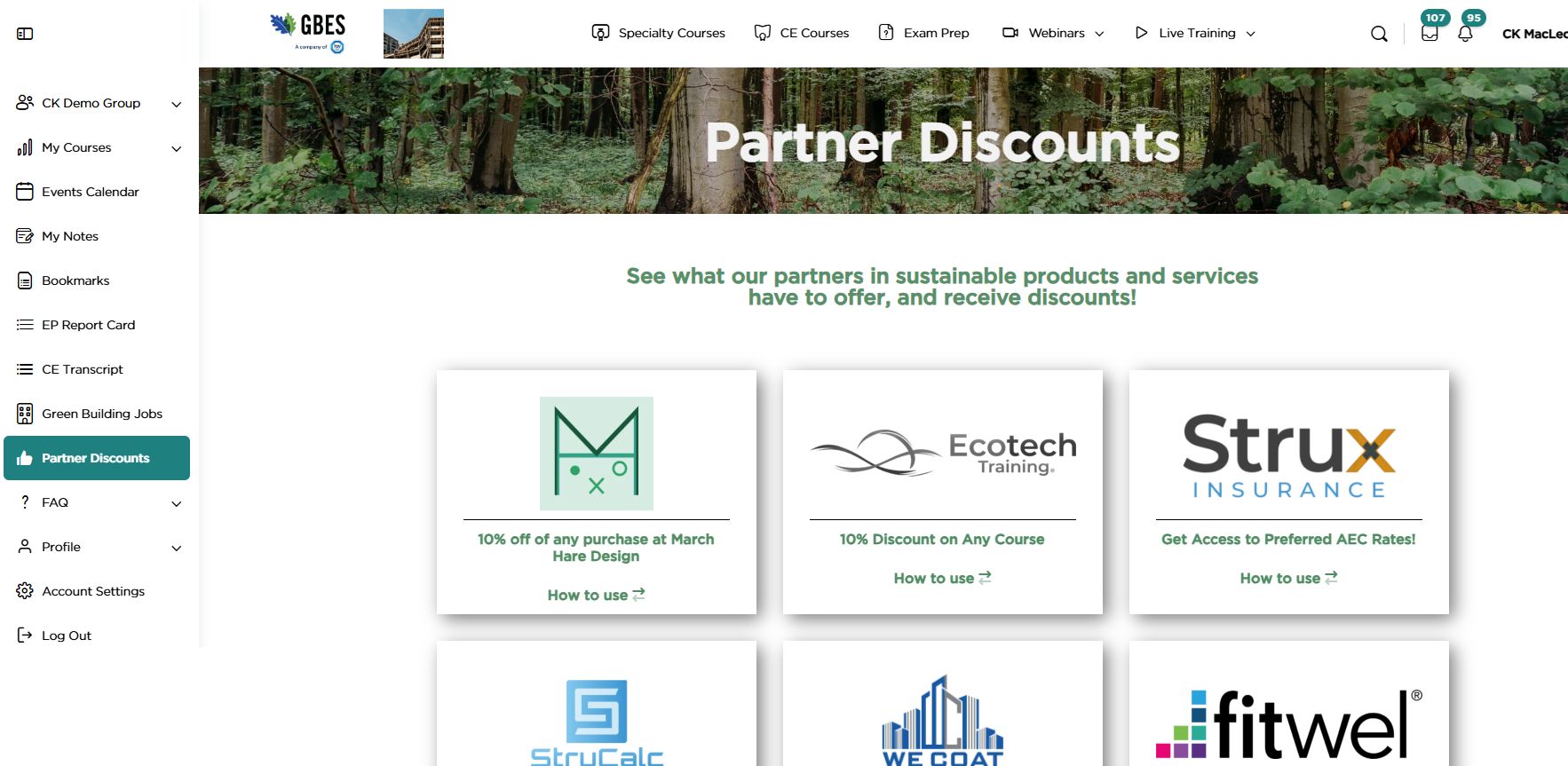 Partner Discounts Page