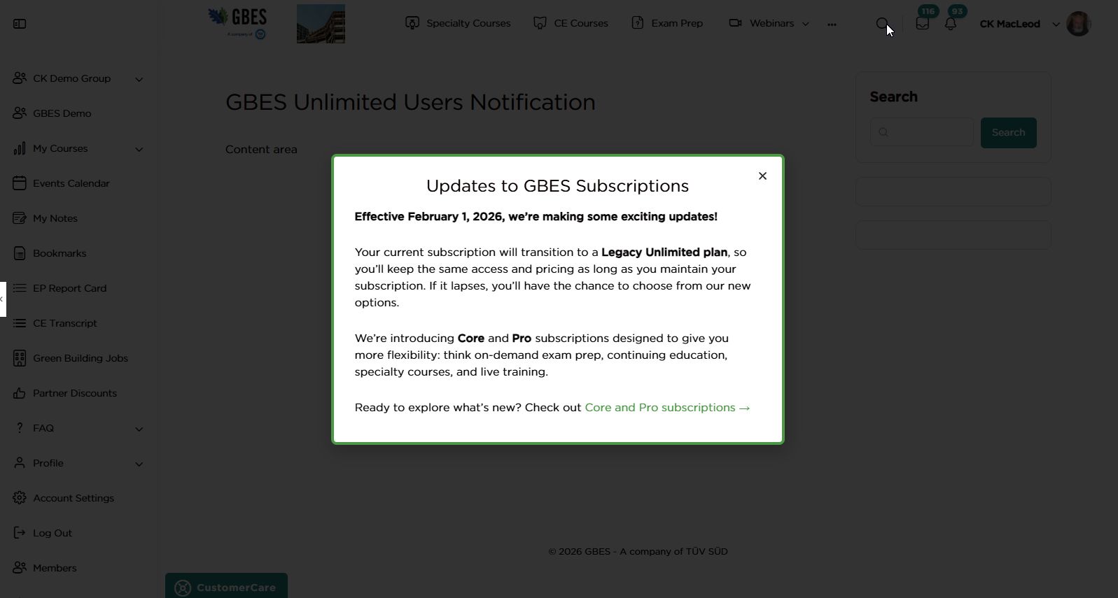 GBES SPECIAL CONDITIONS POPUP